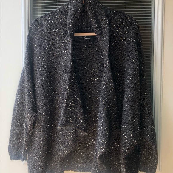 Lane Bryant 18/20 dolman slv charcoal/gold wool acrylic sweater good condition - Picture 1 of 11